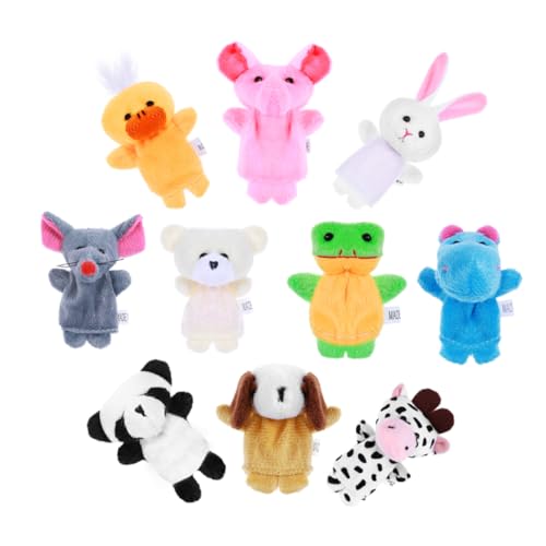 BESTonZON 10st Beruhigende Handpuppe Fingerpuppen Für Cartoon-fingerpuppen Fingerpuppen Eltern-Kind- Tierhand-fingerpuppe Tiere Fingerpuppe Plüsch von BESTonZON