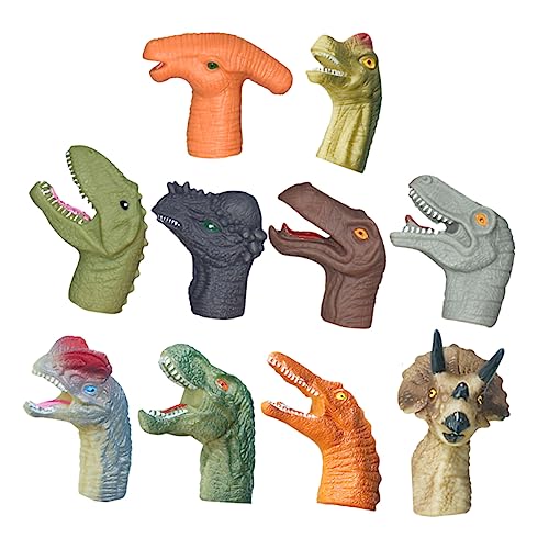 BESTonZON 10st Daumenspielzeug Aus Weichem Gummi Dinosaurier Finger Miniaturen Ding Kinderpuppenspielzeug Für Im Vorschulalter Handpuppenspielzeug Green PVC von BESTonZON