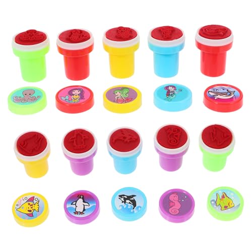 BESTonZON 10st Kinderstempel Stempel Für Kinderpartys Thematische Gastgeschenke Selbstfärbende Partygeschenke Geburtstagsstempel Belohnungen Für Meerestiere Selbstfärbende Meeresstempel PVC von BESTonZON