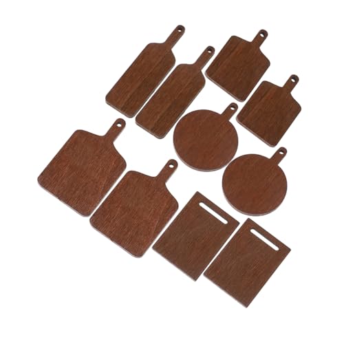 BESTonZON 10st Mini-schneidebrett Miniatur Schneidebretter Mini-Essen Küchenhelfer Kleines Schneidebrett DIY-Board Planke Mini-kochutensilien Puppenhaus Herd Mini-hausbedarf Holz Light Brown von BESTonZON