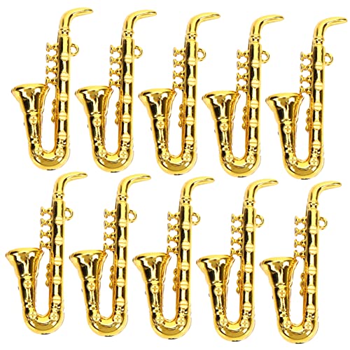 BESTonZON 10st Musikinstrumentenmodell Figuren Miniatur Kleine Geige Winzige Musikinstrumente Kleines Saxophon Kleine Musikinstrumente Plastik Golden von BESTonZON