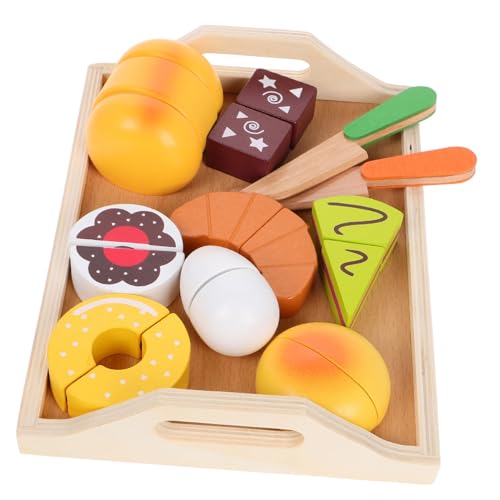 BESTonZON 11-teiliges Spiel-essensset Aus Holz Für Kinderküche, Kleinkinder, Rollenspiel-küchenset Mit Bäckerei-Spielzeug, Pädagogisches Montessori-Spielzeug, Spielküchenzubehör, Multi von BESTonZON