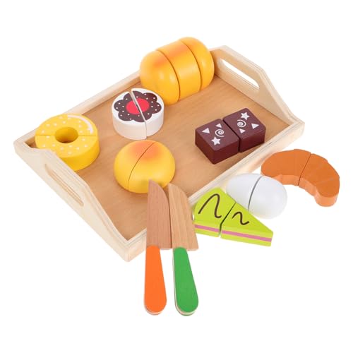 BESTonZON 11st Spielzeugset Kinder Tun So, Würden Sie Spielen Kinder Tun So, Würden Spielen Spielküche Aus Holz Lebensmittel Zum Schneiden Aus Holz Essen Spielset Hölzern von BESTonZON