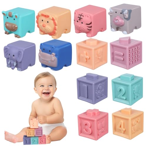 BESTonZON 12 STK Holzblock Bausteine Weiche Babyblöcke Weiche Blöcke, Babyblöcke Für Die Babyparty Blöcke Für Kleinkinder Gummiblöcke Gummiblock Weiches Gummi von BESTonZON