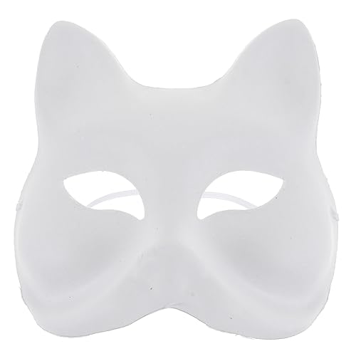 BESTonZON 12 Stk Diy -gesichtsmaske Lackierbarer Rohling Maskerade Masken Masse Tierische Maske Kunstmasken Aus Pappmaché Halloween-maskenstütze Leere Bemalbare Masken Weiß Zellstoff von BESTonZON