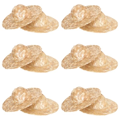 BESTonZON 12 Stück Miniatur-Strohhüte: Handgefertigte gewebte Hüte, winzige Strickmützen für Puppen zum Selbermachen, Basteln, Schmuck, Dekoration, Puppenhaus, Sommer-Accessoires BESTonZON 12 Stück Miniatur-Strohhüte: Handgefertigte gewebte Hüte, winzige Strickmützen für Puppen zum Selbermachen, Basteln, Schmuck, Dekoration, Puppenhaus, Sommer-Accessoires von BESTonZON