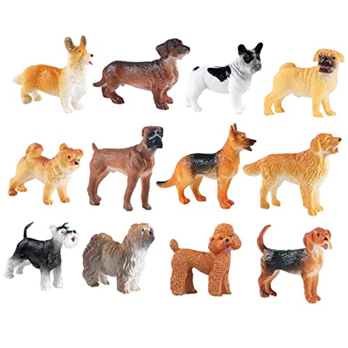 BESTonZON 12 Teiliges Set Miniatur Hund Figuren Realistische Hundefiguren Für Perfekte Dekoration Für Kuchen Torten Und Micro Landschaften Tier Für Jungen Und ädchen von BESTonZON