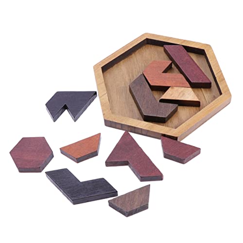 BESTonZON 12 Stücke Hexagon Tangram Puzzle Jungen Und Mädchen Holz Spielzeug Für Kinder von BESTonZON