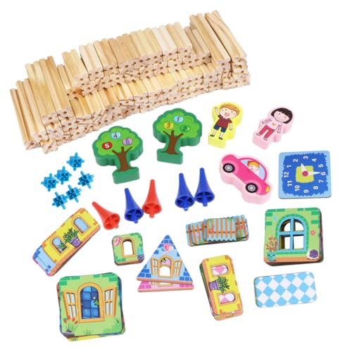 BESTonZON 128 Stück Kinderhaus Puzzle Spielzeug Puppenhaus Spielzeug Für Kinder Miniaturmöbel DIY Herstellung Miniaturmöbel DIY Miniaturmodell Puppenhaus Dekoration Puzzles Aus Holz von BESTonZON