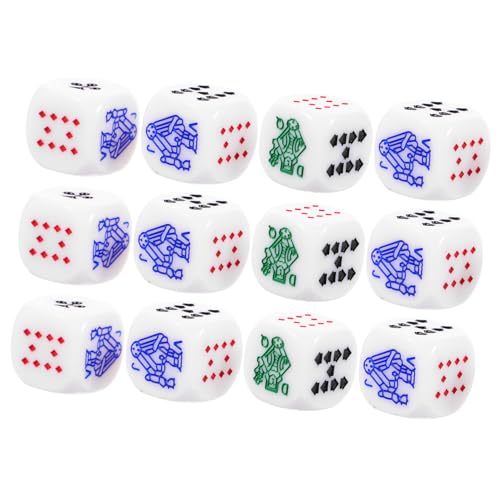 BESTonZON 12St Poker Würfel Spiel Pokerwürfel Partygeschenke Jetons Party Games würfel dice Set tragbare Pokerchips Partyzubehör freche Pokerchips Acryl von BESTonZON