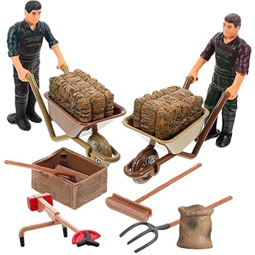 BESTonZON 12Stücke Miniaturfarm Teiliges mit Bauernfiguren und Schubkarre Miniaturwerkzeuge für Handwerk Zubehör für Mikrolandschaften und Garten Deko BESTonZON 12Stücke Miniaturfarm Teiliges mit Bauernfiguren und Schubkarre Miniaturwerkzeuge für Handwerk Zubehör für Mikrolandschaften und Garten Deko von BESTonZON