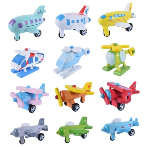 BESTonZON 12st Buntes Miniflugzeug Flugzeuge Für Kinder Minispielzeug Für Kinder Kinderflugzeug Flugzeugspielzeug Für Kinder Rückzugsflugzeugspielzeug Bastelspielzeugflugzeug Hölzern von BESTonZON