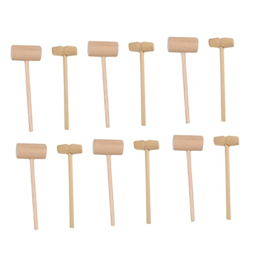 BESTonZON 12st Massivholz Hammer Schlägel Babyspielzeug Meeresfrüchte-Hammer Mini-Kuchen Lernspielzeug Hammer Pädagogisches Spielzeug Tippen Sie Auf Hammer-Spiel Puzzle-Spielzeug Hölzern von BESTonZON