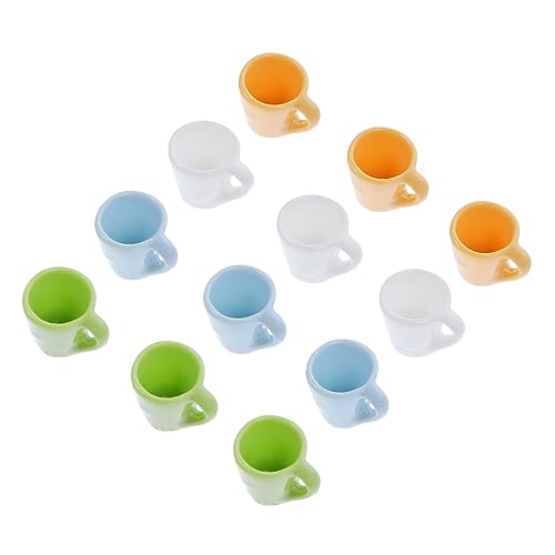 BESTonZON 12st Mini-Becher Kinderkaffeetasse Mini-küchentasse Mini-puppenfutter Mini-teetasse Mini-wasserbecher Schüsseln DIY Puppenhausverzierung Tassen Latte Tasse Miniatur Harz von BESTonZON