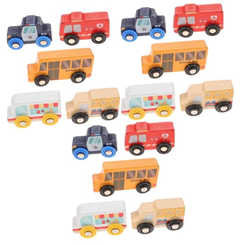 BESTonZON 15 STK Szenenauto Holz Spielzeug Für Kinderfahrzeuge Kinderautospielzeug Spielzeugautos Für Kinder Kidcraft-spielset Holzspielzeug Für Kinder Holzauto Schulbus Wagen von BESTonZON