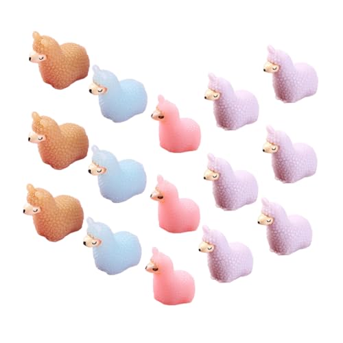 BESTonZON 15St Alpaka-Ornamente Animal Figures tooniesfiguren Miniaturfigur Cartoonfigur tortendeko Einschulung Mini-Tierdekor winzige Tierfiguren Mini-Alpaka-Statue Mini-Tierfiguren Harz von BESTonZON