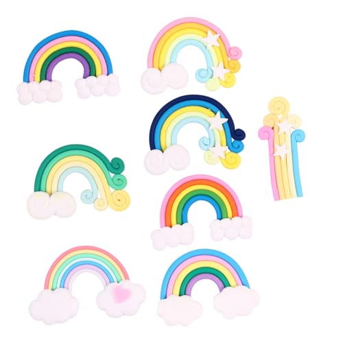 BESTonZON 16 Stück Rauchige Regenbogen Dekoration Regenbogen Kuchen Dekor Aufkleber Für Handyhüllen Regenbogen Aufkleber DIY Abziehbilder Ton Patch Dekor Basteln Verzierung DIY von BESTonZON