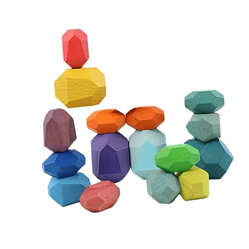 BESTonZON 16pcs Regenbogen Stapeln Spielzeug Holz Bausteine ​​Jungen und Mädchen Training Spielzeug von BESTonZON