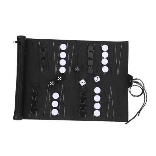 BESTonZON 1Stk Backgammon-Brett Schachbrett Schachbrett für schachkassette Magnetisches Schachbrett Mini Schach Internationales Schachbrett tragbares Schachbrett Pu Black von BESTonZON