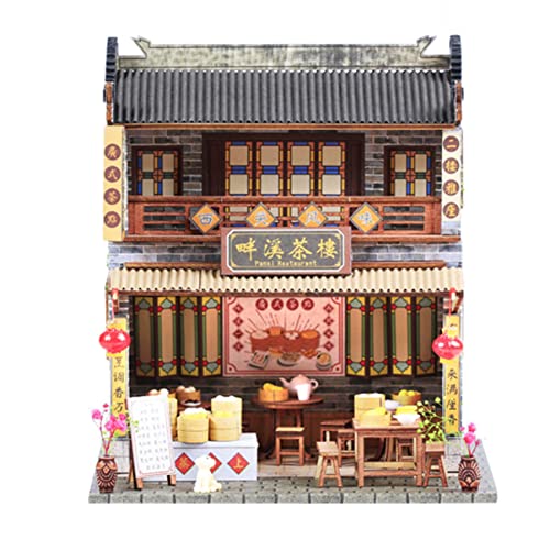 BESTonZON 1Stk DIY-Verzierung Modellspielzeug zusammenbauen Mini-Dorfhäuser Hausmodell selber Bauen Puppenhaus-Miniatur China Chinois DIY Schmuck Hausspielzeug im chinesischen Stil Papier von BESTonZON