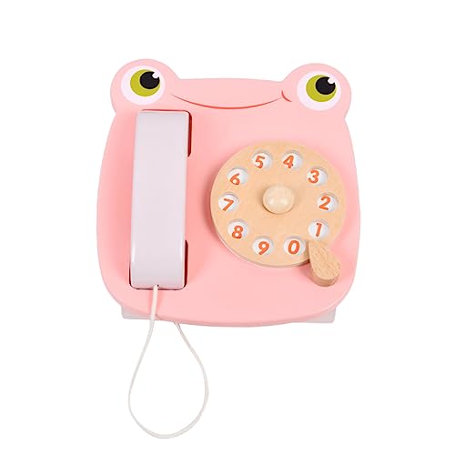 BESTonZON 1Stk Frosch Telefon holzspielzeug kindertelefon Lernspielzeug Spielhaus Telefon holzspielsachen Telefonspielzeug für Kindererziehung Kinderspielzeug geschenkt hölzern von BESTonZON