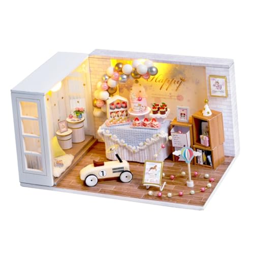 BESTonZON 1Stk Kinderhaus tragbares Puppenhaus Mini-Wohnung Puppenhauszubehör mach es Mini DIY Kits bastelmaterial für Kinder holzkit Spielzeug zum manuellen Zusammenbauen Mini- hölzern von BESTonZON