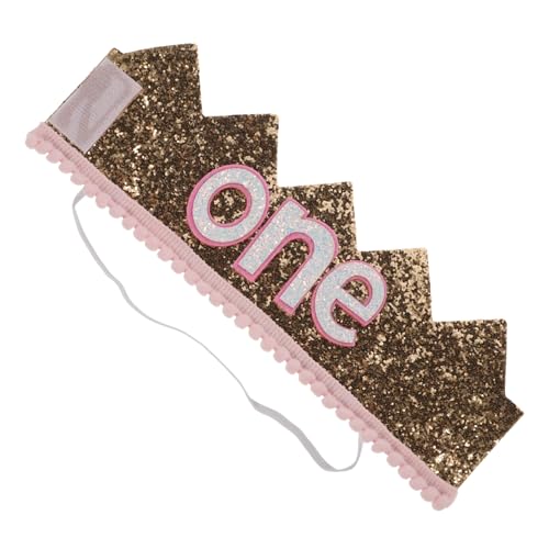 BESTonZON 1Stk Kronen Stirnband -Geburtstags-Kopfschmuck-Dekor funkeln Prinzessin Glitzer Hüte kindermütze kinder kappe geburtstag krone hut Geburtstagskrone Stirnband Stoff Rosa von BESTonZON