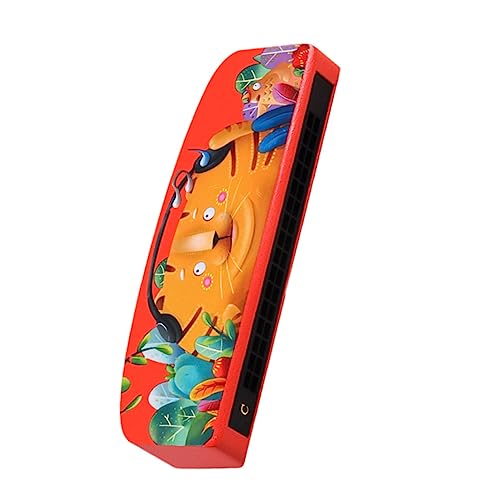 BESTonZON 1Stk Mundharmonika aus Holz mit 32 Löchern Cartoon-Mundharmonika 32-Loch-Mundharmonika Spielzeug entzückende Mundharmonika für Kinder Mundharmonika-Instrument Orange von BESTonZON