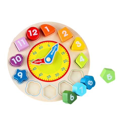 BESTonZON 1Stk Uhr-Puzzle Spielzeug spaß kindl Kind motorik Zahlen Kinderpuzzle Digitaluhr Lernzeituhr für Kinder rätsel Bausteine gebäudeblöcke für Kinder Holzuhr für Kinder Anzahl Bambus von BESTonZON