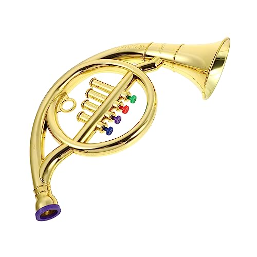 BESTonZON 1stk Horn-Modell Bootshupe Marine Waldhorn Französische Trompete Kinderpfeife Instrumente Trompeteninstrument Schuhlöffel Spielzeugtuba Golden Abs-Kunststoff von BESTonZON