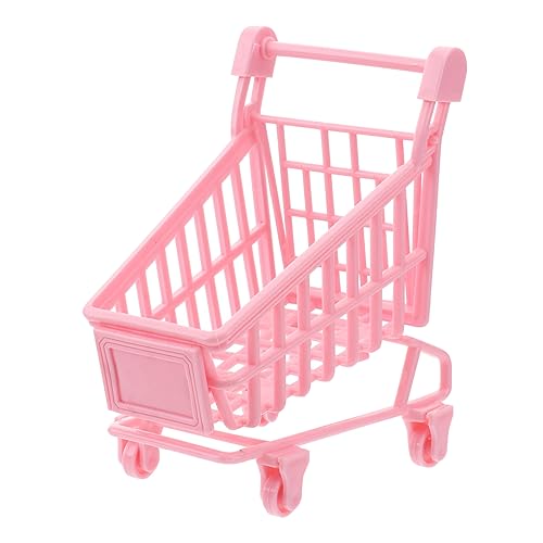 BESTonZON 1stk Mini-einkaufswagen Desktop Mini-Wagen Mini-Trolley-Spielzeug Miniatur Trolley-Ornamente So Tun, Als Ob Sie Einen Einkaufswagen Spielen Spielzeug-einkaufswagen Puppenwagen Rosa von BESTonZON