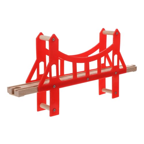 BESTonZON 1stk Track-Spielzeug Tischaktivitäten Für Kinder Hebebrücke Für Holzeisenbahnen Modell Einer Bahngleisbrücke Spielzeug Für Kinder Bahngleise Brücke Spur Rot Hölzern Kombination von BESTonZON