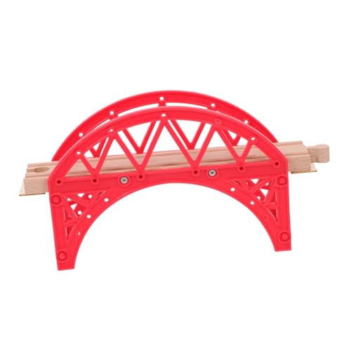 BESTonZON 1stk Zugszene Spielzeug Zugbrücke Eisenbahn Kinder-Track-spielset Mini-züge Kleinkind-eisenbahnspielzeug Zubehör Für Spielzeugeisenbahnen Kinder Trainieren Spielzeug Rot Hölzern von BESTonZON