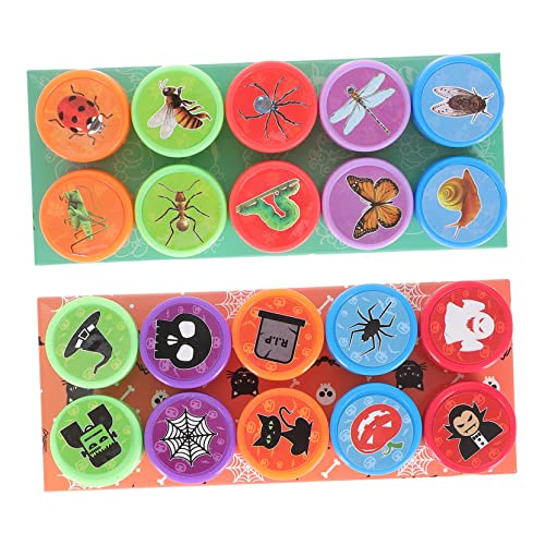 BESTonZON 2 Kisten Kinderstempel Kinder Stempel kiddostempel Scrapbooking Stempel Kinderbelohnungsstempel Preise Verschiedene Stempel lebendige Stempel Halloween-Briefmarken PP-Kunststoff von BESTonZON