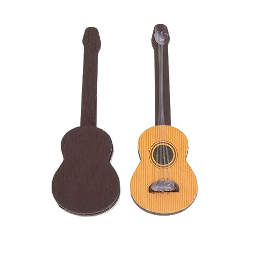 BESTonZON 2 STK Mini-Gitarre aus Holz Miniatur-Musikgitarre Miniatur-Gitarrenfiguren Miniatur-Zubehör Miniaturmöbel holzspielzeug holzspielsachen Holzschmuck Desktop-Holzminiaturen Hölzern von BESTonZON