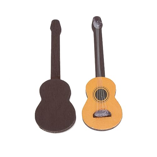 BESTonZON 2 STK Miniatur-Gitarrenfiguren holzspielzeug holzspielsachen Ideas Geschenkidee Mikro-Landschaftsstatue Puppenhauszubehör Mini-Gitarre aus Holz Holzschmuck Hölzern von BESTonZON