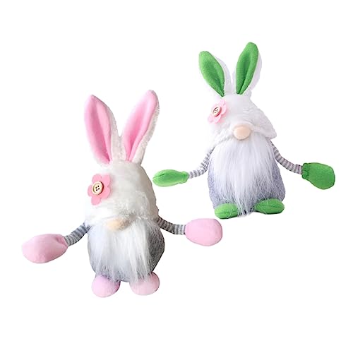 BESTonZON Süße Ostern GNOME Puppen Bunny Form Desktop Dekorationen 2 Stücke Set Grün von BESTonZON