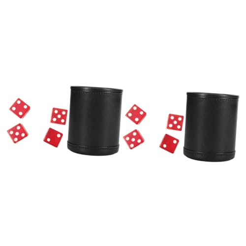 BESTonZON 2 STK Spiel Würfelbecher tabsy brettspiel Ludo brettspiel filzgefütterter Würfelbecher Vintage Würfelbecher Würfel Aufbewahrungsbecher Würfelbecher aus Kunstleder Black von BESTonZON