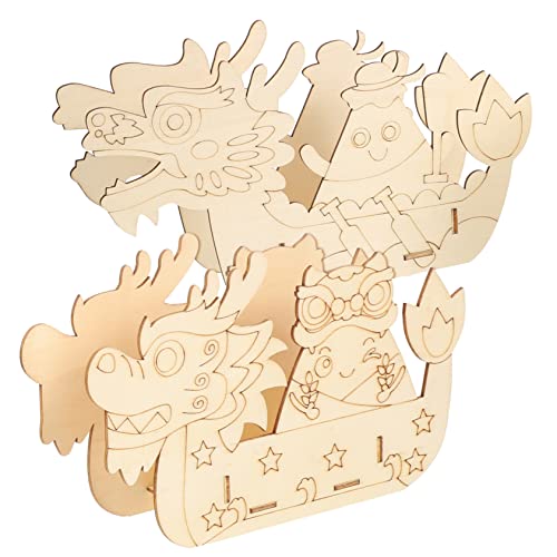 BESTonZON 2 Sätze 3D-Schiffspuzzle unbemaltes Bootspuzzle 3D-Puzzles für Kinder Rätsel basteln für Kinder bastelmaterial für Kinder Kindermodell-Puzzle-Spielzeug Spielzeug malen Holz von BESTonZON