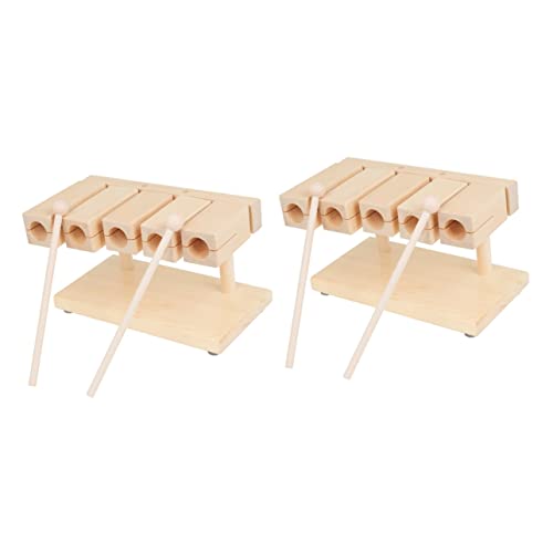 BESTonZON 2 Sätze 5 Ton Bangzi Muyu -xylophon Schlägel Percussion Xylophon Montessori-lernspielzeug Holzschlägel Hämmernde Spielzeuge Guiro-Block Holzxylophon Werkzeug Metall Kind Musik von BESTonZON