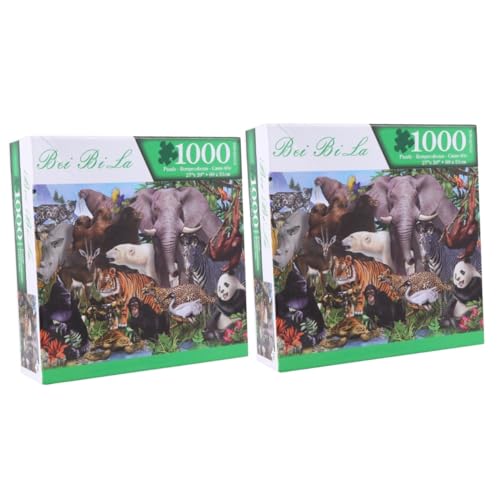 BESTonZON 2 Sätze À 1000 Stück Rätsel spaß The Animal tonkarton puzzleunterlage Forest puzzlekleber geburtstagstonie puzzlemappe bescherung Puzzle-Puzzle tierwesen Waldtier-Puzzle von BESTonZON