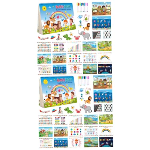 BESTonZON 2 Sätze Aufklärungs-ruhebuch Kinderspielzeug Lustiges Kind Kognitions-stickerbuch Buch Mit Aufklebern Für Kinderszenen Lernspielzeug Für Kinder Papier Buch Einfügen Kleinkind von BESTonZON