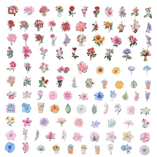 BESTonZON Blumen Sticker Bastelset Scrapbook Sticker Pack 110stk Ästhetische Sticker Scrapbooking Handaccount Sticker Planer Sticker von BESTonZON