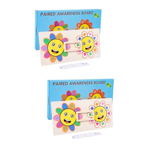 BESTonZON 2 Sätze Blumen passendes Puzzle Cartoon-Design-Lerntafel Lernspielzeug Kinder rätsel Kinder Puzzle Spielset aus Holz Spielzeuge Kinder lerntafel kognitive Spielsachen hölzern von BESTonZON