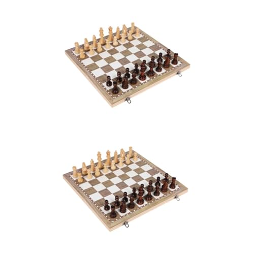 BESTonZON 2 Sätze Dame magnetisches Schach Faltbarer schachbrettbausatz chinesisches Schach Schachbrett Kinder Schachbrett für Kinder boardgame Schachbrett aus Holz Internationales Schachset von BESTonZON