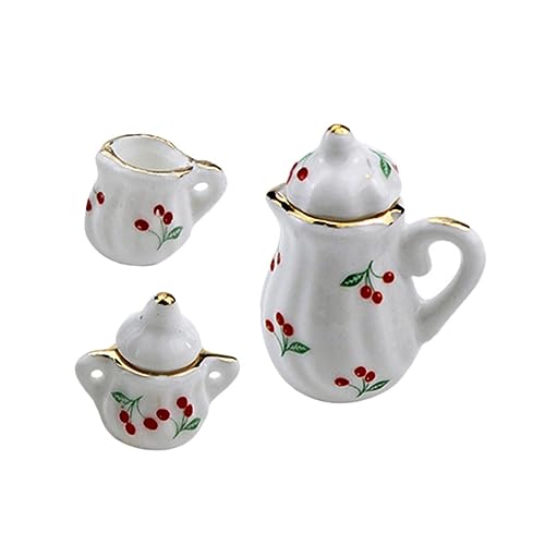 BESTonZON 2 Sätze Kirsch Keramik Topf Miniatur Porzellan Party Puppe Tasse Chaiselongue Teetasse Zubehör Fee Möbelmodell Mini-tassen Modell Mini-wasserkocher von BESTonZON