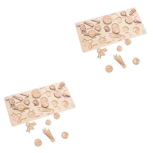 BESTonZON 2 Sätze Kosmische Kognitive Spielzeuge Kleinkindspielzeug Kleinkind Rätsel Kinderspielzeug Puzzle Sonnensystem Weltraumspielzeug Für Kinder 3-5 Holz Vorschule Universum Platz von BESTonZON