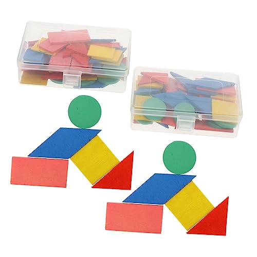 BESTonZON 2 Sätze Mathe-Puzzle-Lehrmittel dreieckiger Kreatives Lernspielzeug Form-Puzzle-Spielzeug Lernspielzeug für Kinder Formpuzzle für Babys Formpuzzle aus Holz hölzern von BESTonZON