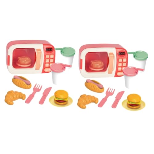 BESTonZON 2 Sätze Mikrowelle für Kinder Küche für Kinder Spielzeugküchenzubehör küchenspielzeug für Kinder Kitchen Toys for Kinderspielzeug Mini-Mikrowelle Mikrowellenherd Spielzeug rot von BESTonZON