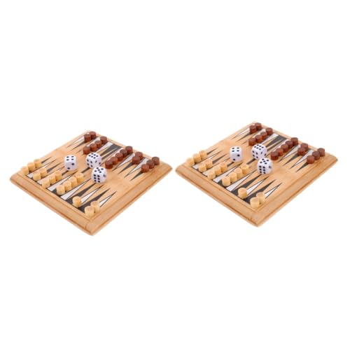 BESTonZON 2 Sätze Mini-Backgammon Sling-Puck-Spiel Dame Brettspiel Schach Spielzeug Kinder schachspiel Spielzeug für Kinder Toys Desktop-Schachspielzeug Mini-Tischschachspielzeug Bambus von BESTonZON